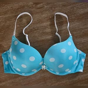 Polka Dot Underwire Bra - Blue and White